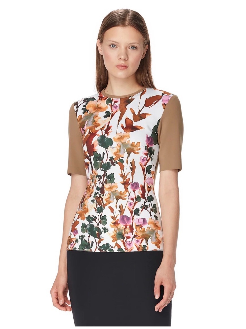 Marie Saint Pierre Colagreco top Shirt Fall print leafs beige shortsleeve Size 2